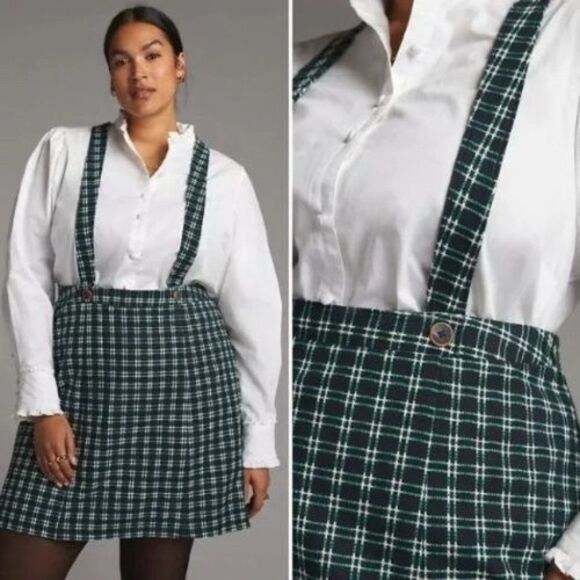 NWT Anthropologie Maeve Plaid Pinafore Skirt | 16W - Picture 2 of 5